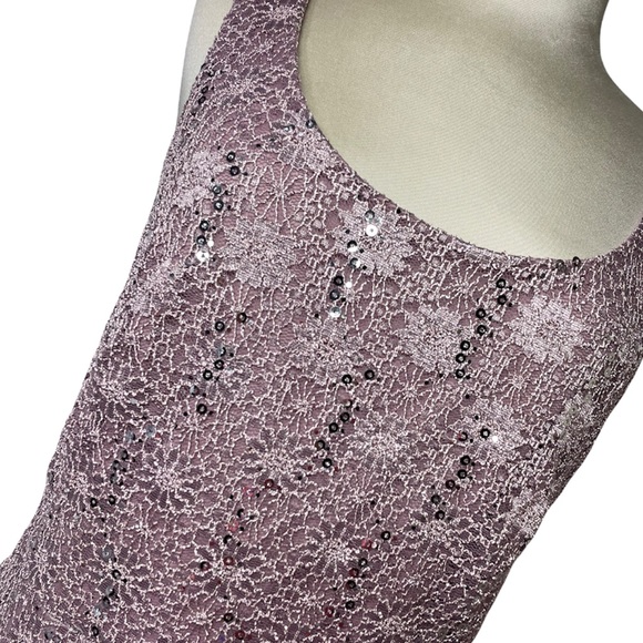 Formal Sequined Lace Dress & Shawl Jackie Jon Elegant Rose Formal Dress Size 8 - Picture 9 of 15